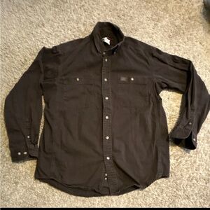 Wrangler Riggs Workwear Men's Brown Cotton Long Sleeve Button-Down Work Shirt L
